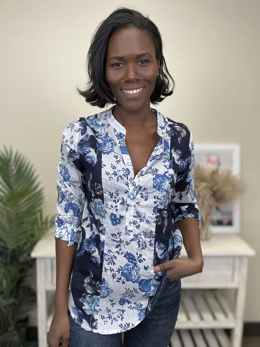 Long Way Around Women's Lightweight V-Neck Patterned Top *Final Sale*