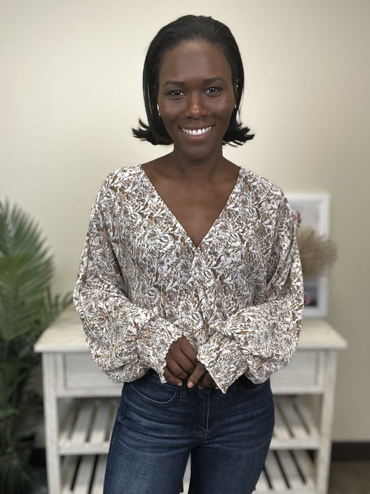 Go Crazy Women's Smocked Woven Long Sleeve Top *Final Sale*