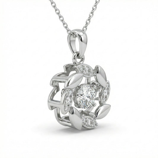 Floral Halo Moissanite Necklace