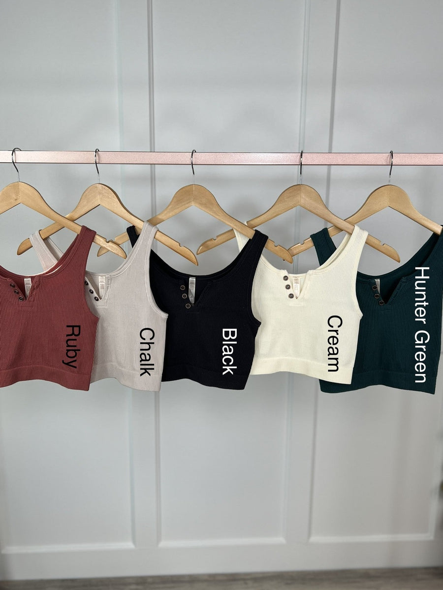 Women's Ribbed Button Detail Bralette