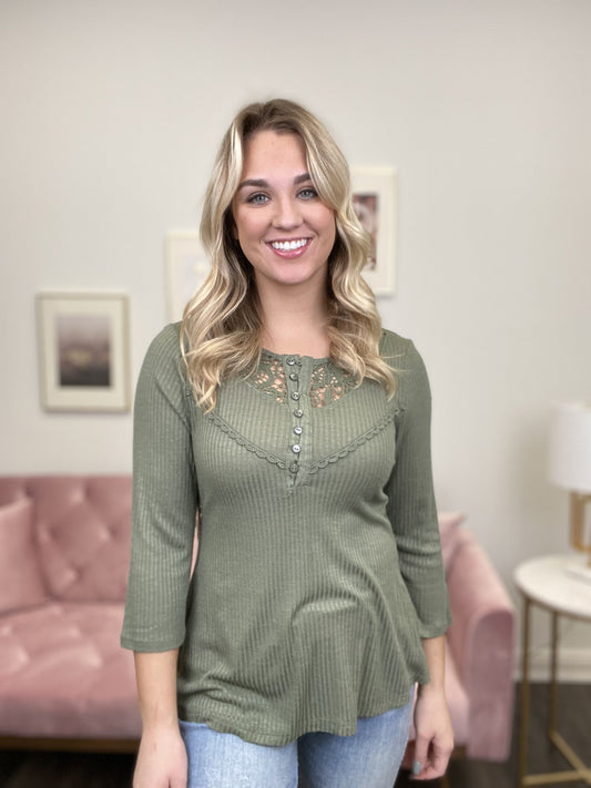 Hello World Women's Side Slits Long Sleeve Top *Final Sale*