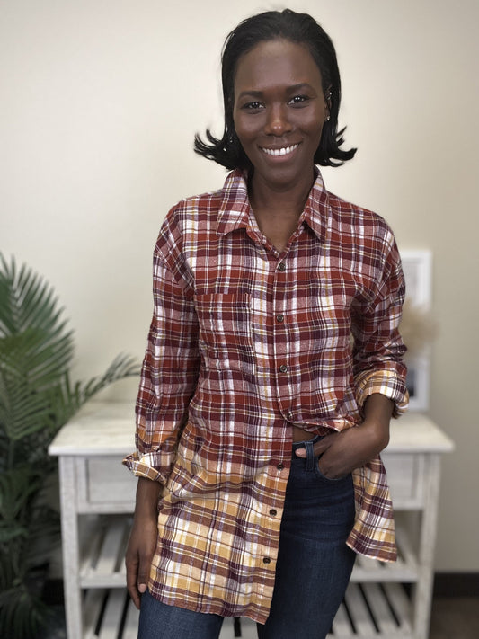 Nothing To Say Women's Plaid Button Down Long Sleeve Top *Final Sale*