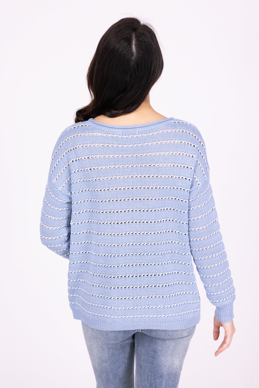 Women's Boho Crochet Stripe Sweater