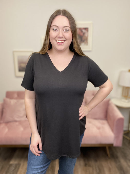 Oh So Glamorous Women's Hi-Lo Classic Short Sleeve Top