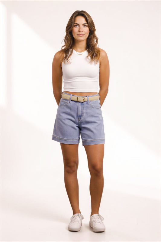 The Koda by Ava Lane High-Rise Light Wash Denim Shorts