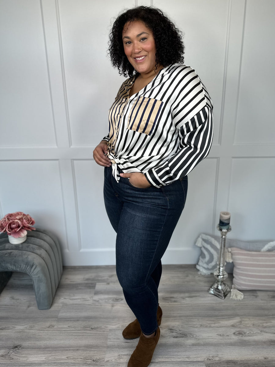 Simple and Elegant Women's Striped Long Sleeve Top *Final Sale*