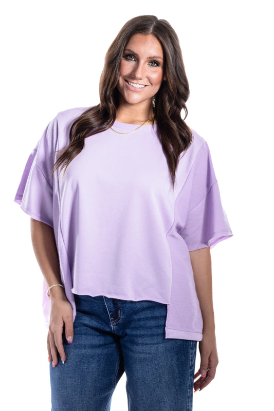 Women's Asymmetrical Hem Short Sleeve Top