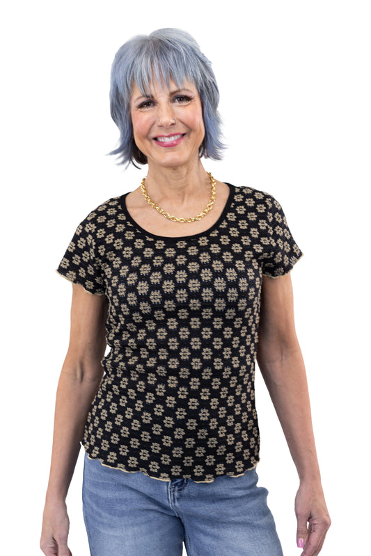 Women's Floral Lace Short Sleeve Top