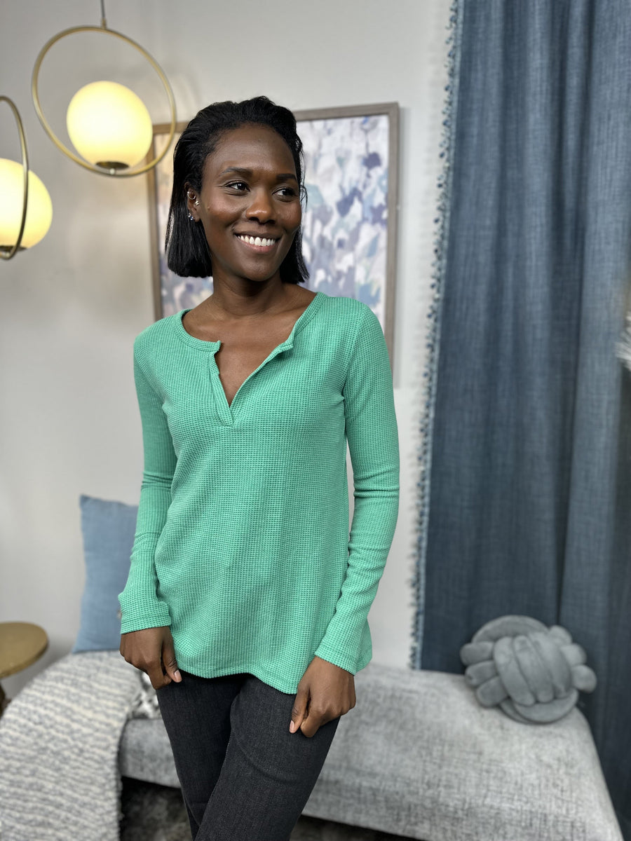 Play Your Cards Women's Waffle Knit Long Sleeve Top