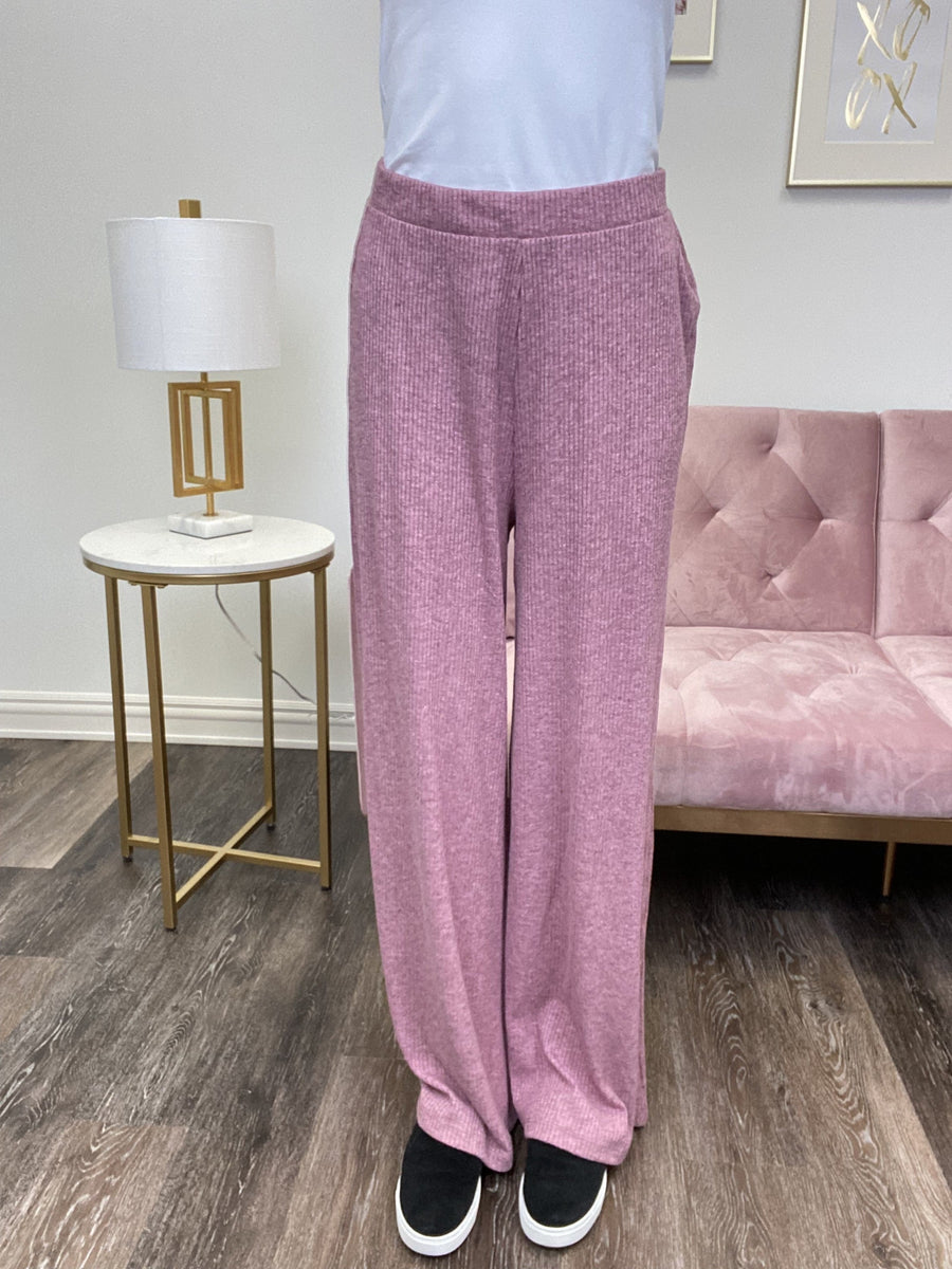 Open Your Mind Women's Ribbed Wide Leg Pants