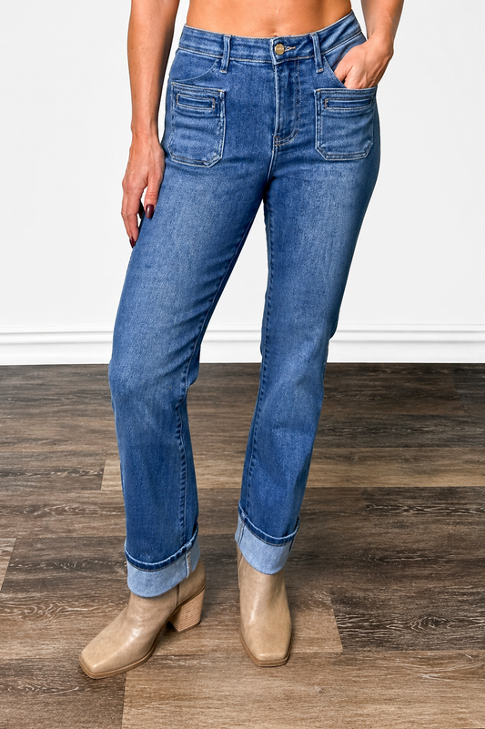 The Gracelynn from Risen High-Rise Ankle Slim Straight Leg Denim
