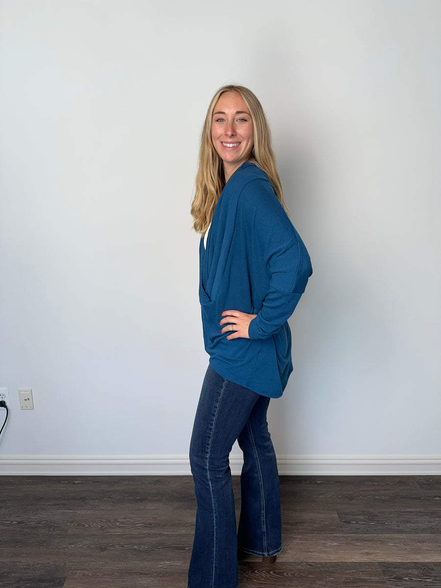 Women's Waterfall Hacci Knit Wrap Top