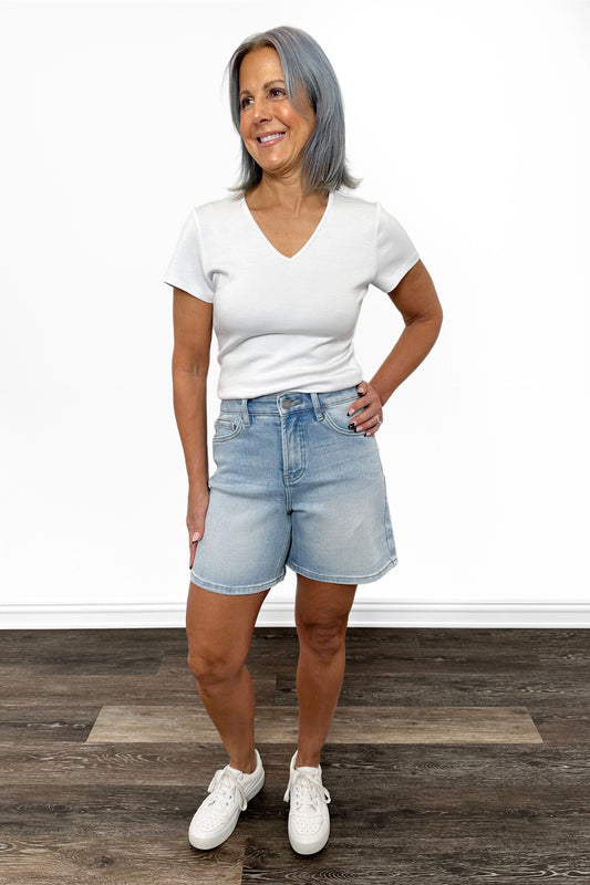 The Jovie by Ava Lane: High-Rise Tummy Control Denim Shorts