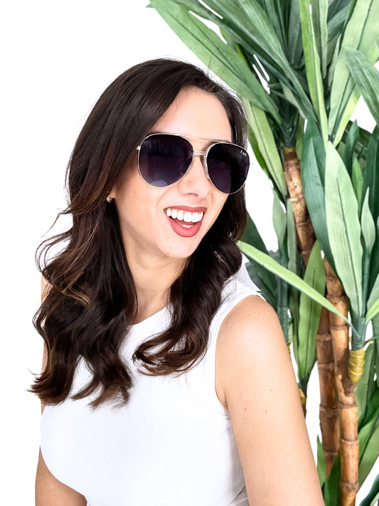 Women's Black Ombre Aviator Sunglasses