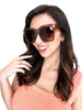 Women's Taupe Crystal Oversized Square Sunglasses