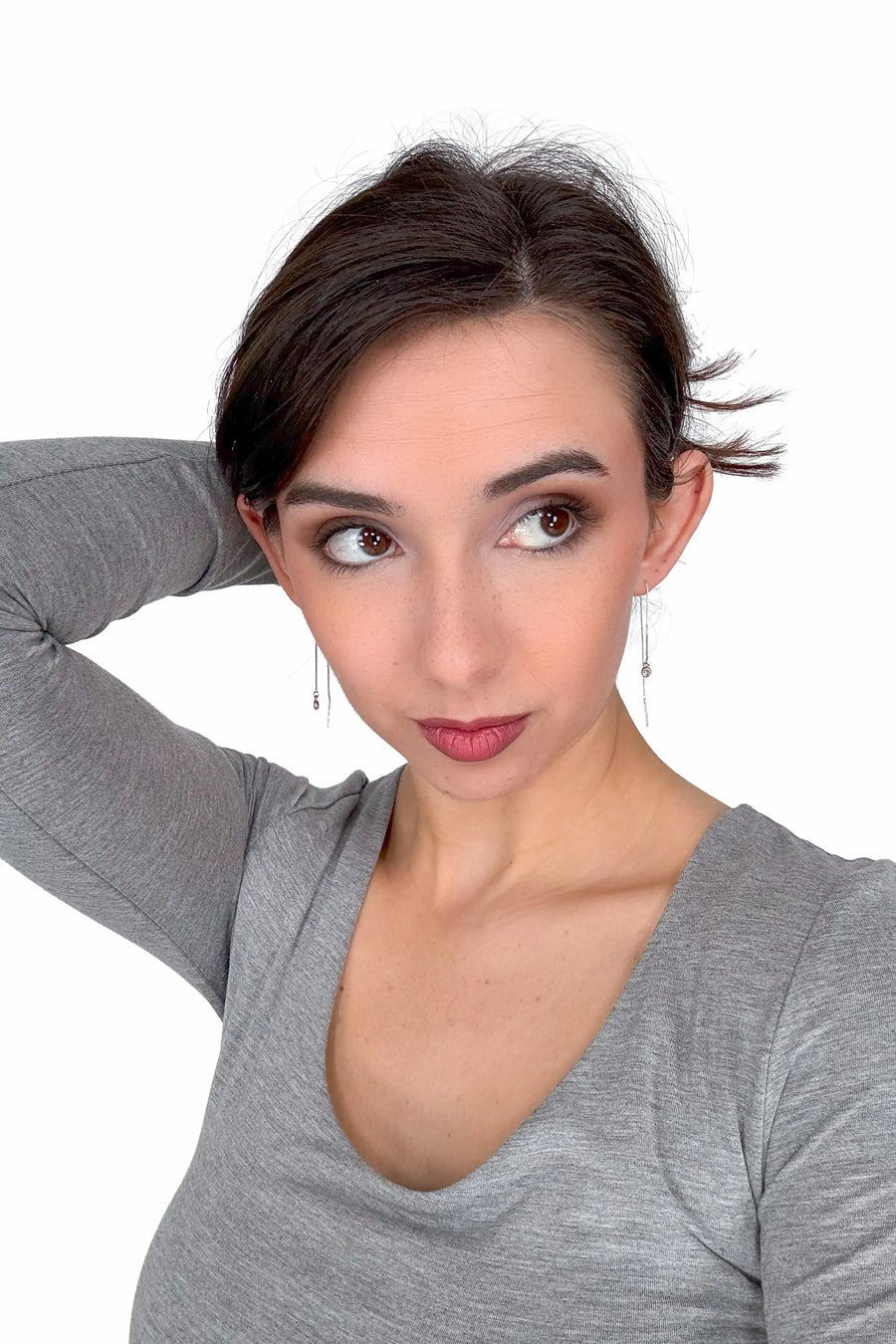 B.b Lila Corina Threader Earrings