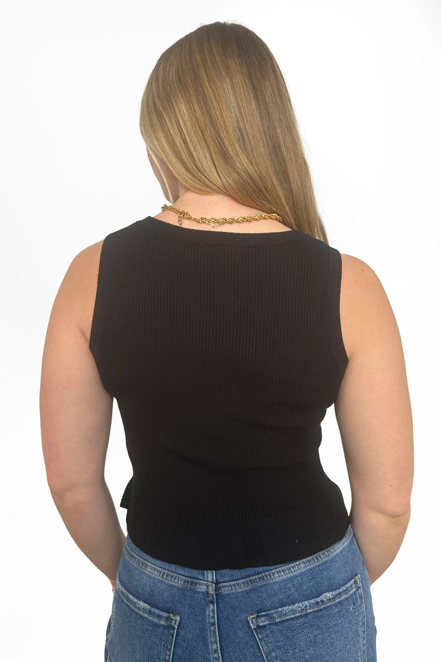 Women's Ribbed Knit Peplum Sweater Tank Top