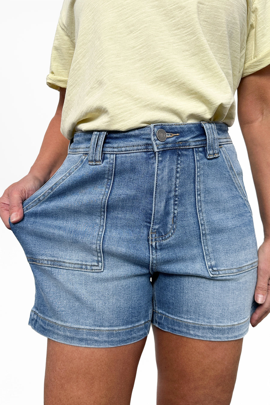 The Piper by Ava Lane: High-Rise Tummy Control Denim Shorts