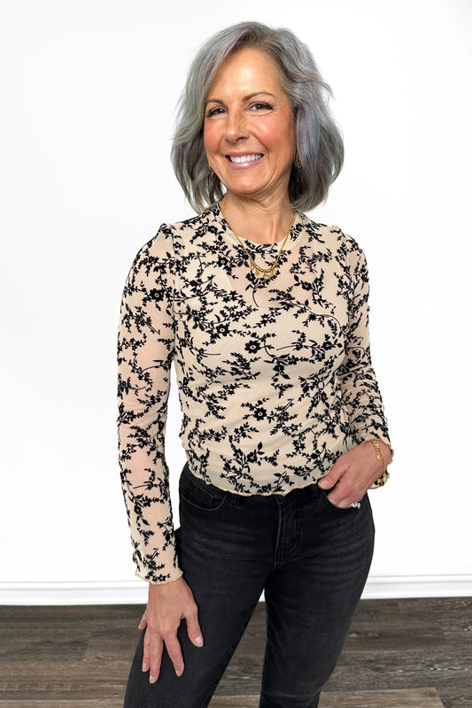 ALB Custom Women's Floral Mesh Layering Top