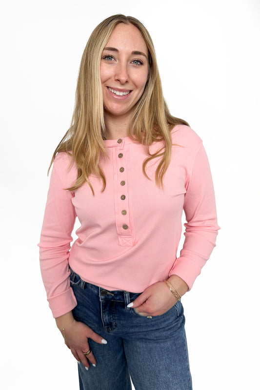 ALB Custom Women's Ribbed Button Front Henley