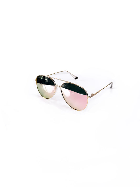 Women's Rose Gold Aviator Sunglasses