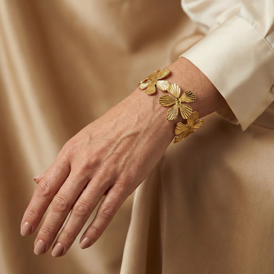 ALB Custom Gold Floral Cuff Bracelet *Final Sale*