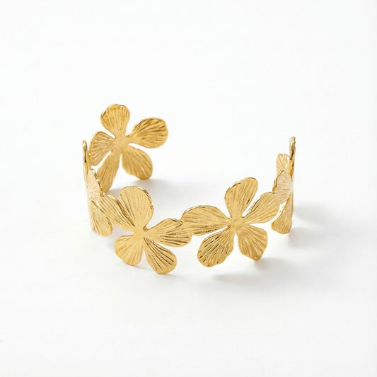 ALB Custom Gold Floral Cuff Bracelet