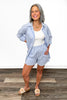 ALB Custom Women's Striped Button Down Long Sleeve and Shorts Set