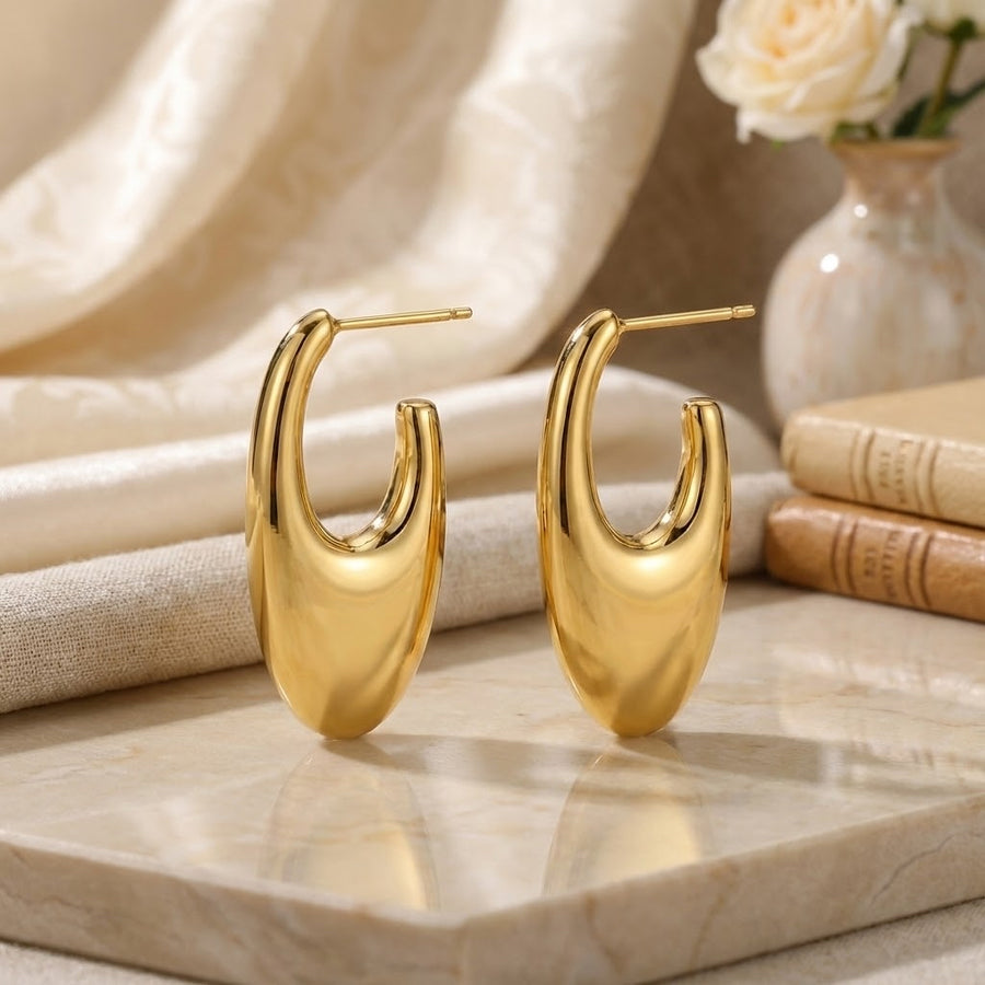 ALB Custom Modern Gold Oval Drop Earrings *Final Sale*