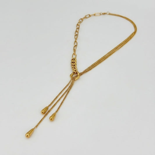 ALB Custom Gold Teardrop Lariat Necklace