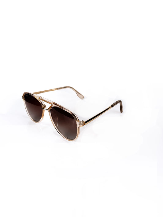 Women's Gold Aviator Polarized Sunglasses