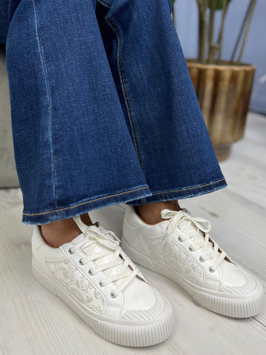 Yellow Box Gallen Faux Leather Lace-Up Paisley Sneaker