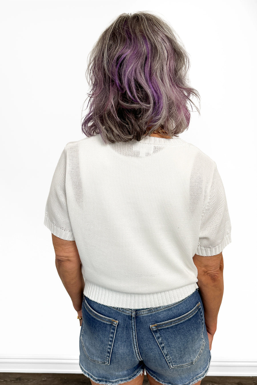 Women's American Flag Short Sleeve Sweater by Ava Lane
