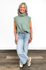 Women's Ribbed Turtleneck Sleeveless Sweater Vest by Ava Lane