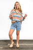 Women's Striped Crochet Hooded Sweater by Ava Lane