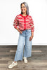 Women's Button Front Striped Cardigan by Ava Lane