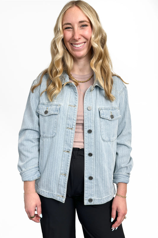 Light Wash Oversized Denim Shacket
