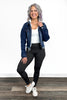 Hooded Raw Hem Denim Jacket