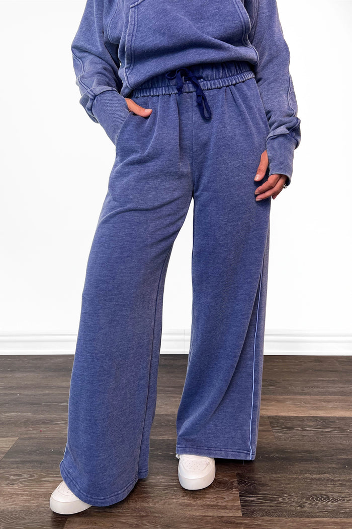 Solid Navy Wide Leg Pants