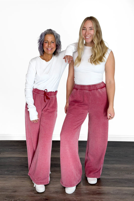 ALB Custom Women's Solid Wine Wide Leg Pants *Two Lengths*