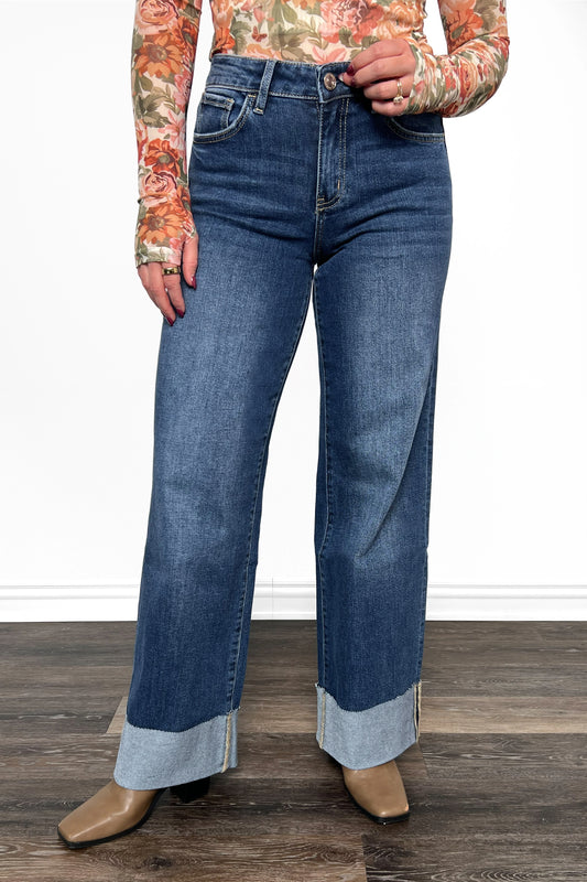 The Maxine from Lovervet High-Rise Cuffed Wide Leg Denim