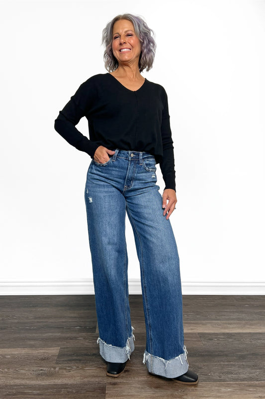 The Naomi from Vervet: Super High-Rise Baggy Wide Leg Denim
