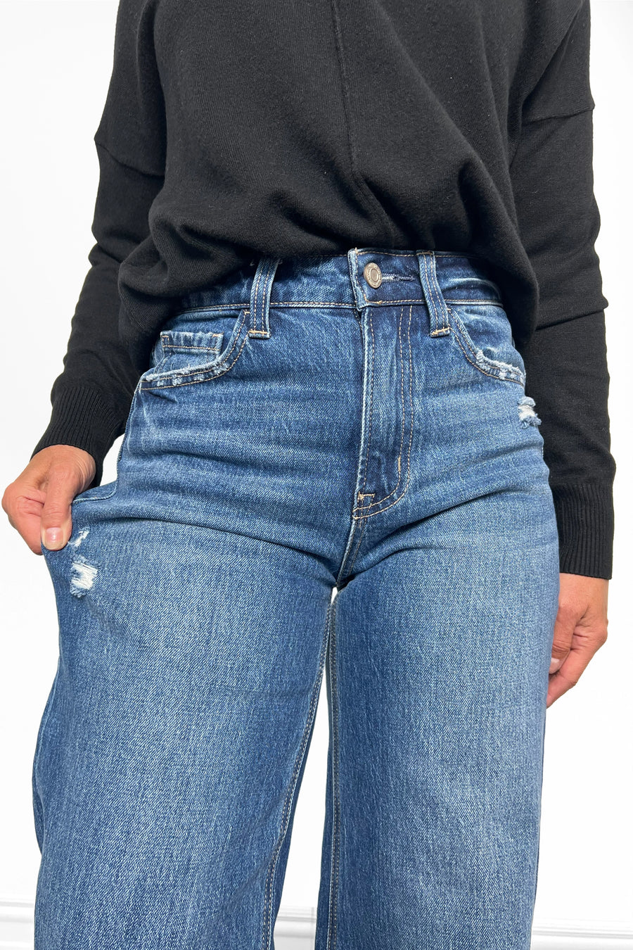 The Naomi from Vervet: Super High-Rise Baggy Wide Leg Denim