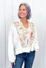Women's Casual Paisley Stitched Detail Cropped Hoodie