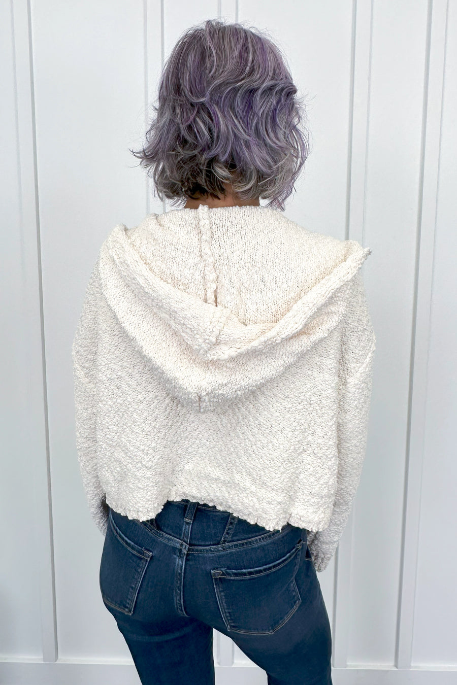 Women's Button Up Cropped Hooded Sweater