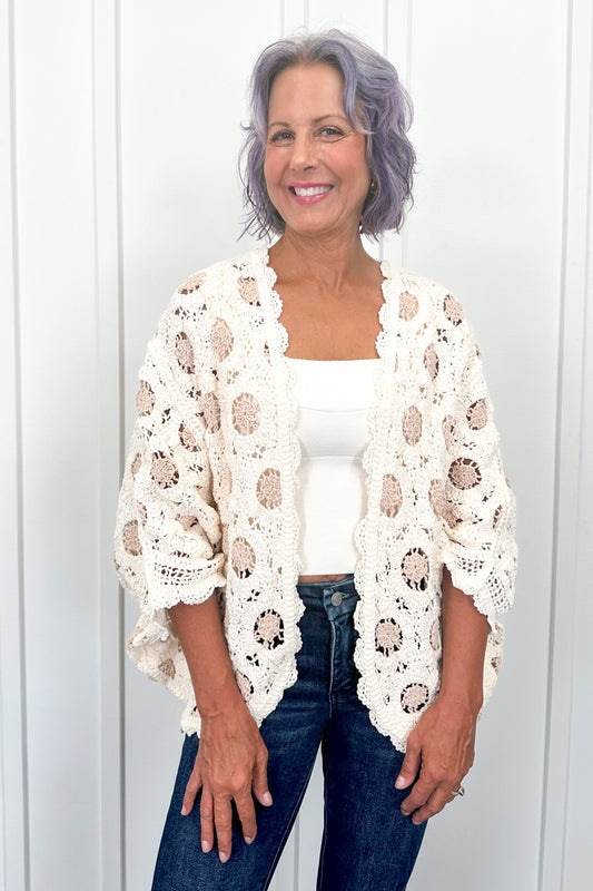 Women's Floral Batwing Sleeve Cardigan