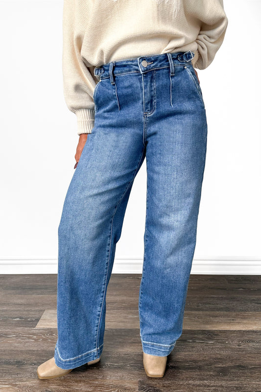 The Kelsey from Risen High-Rise Pleated Relaxed Wide Leg Denim