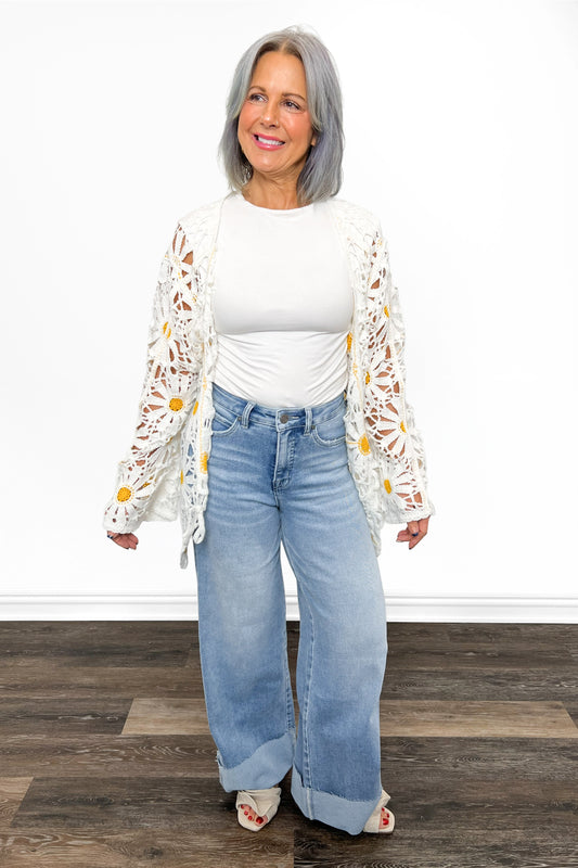 The Tarin by Ava Lane: *Three Lengths* High-Rise Tummy Control Cuffed Wide Leg Denim