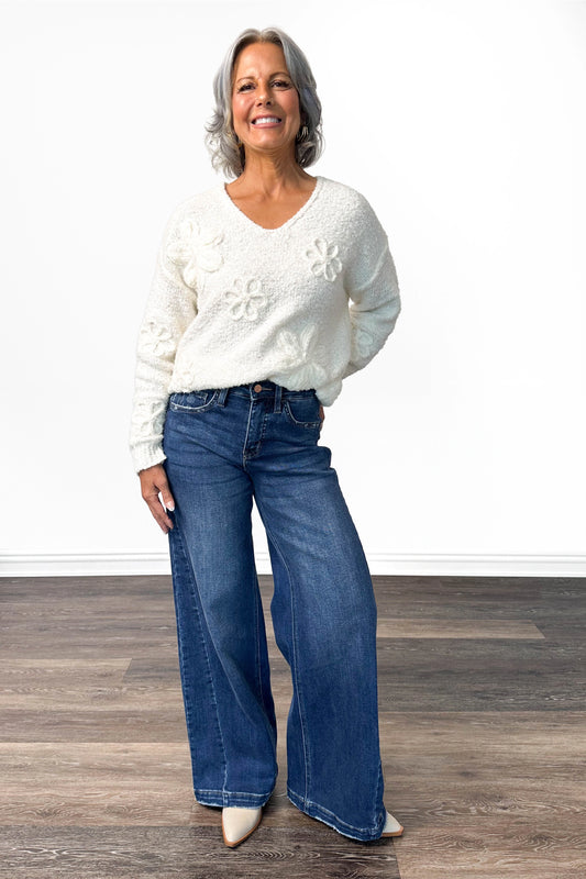 The Elly from Lovervet: High-Rise Tummy Control Wide Leg Denim