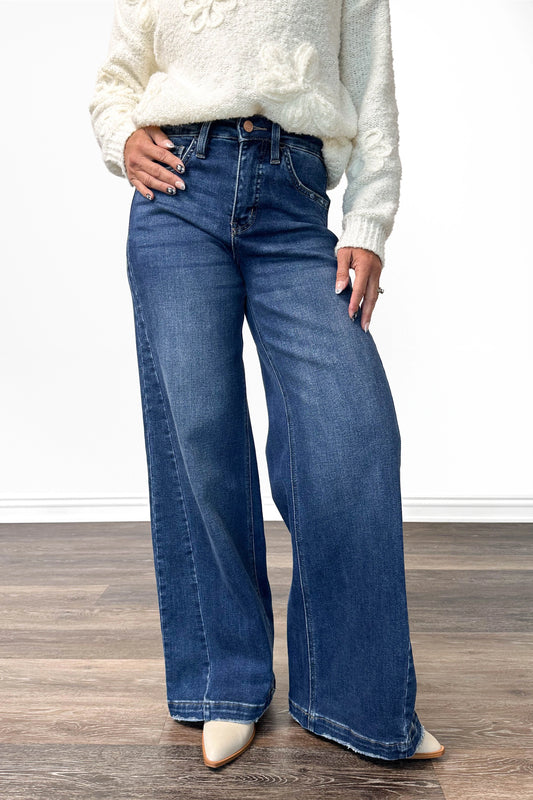 The Elly from Lovervet: High-Rise Tummy Control Wide Leg Denim